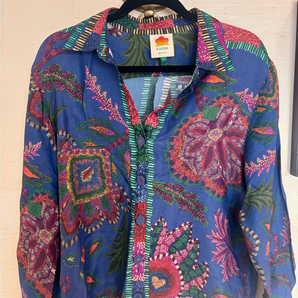 FARM Rio Tropical Blue and Green Shirt